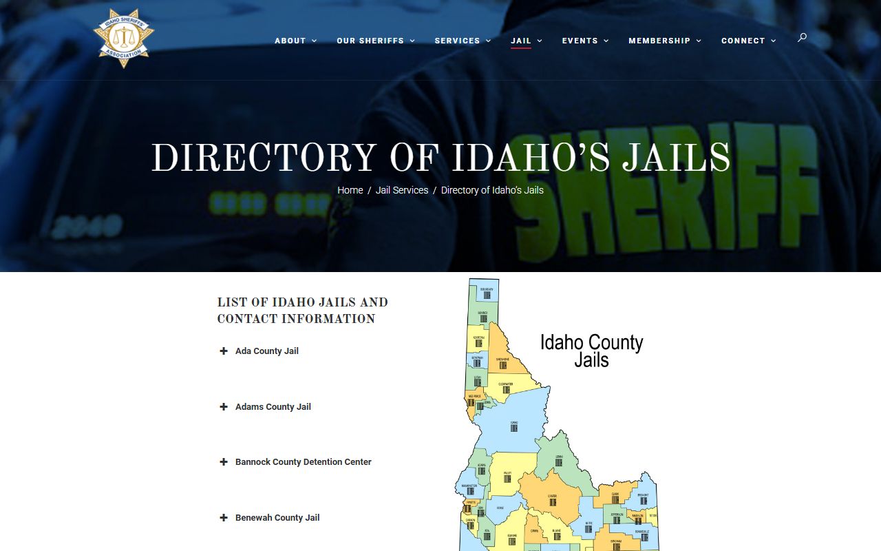 Idaho Sheriffs Association directory entry for Fremont County Jail capacity and average daily population