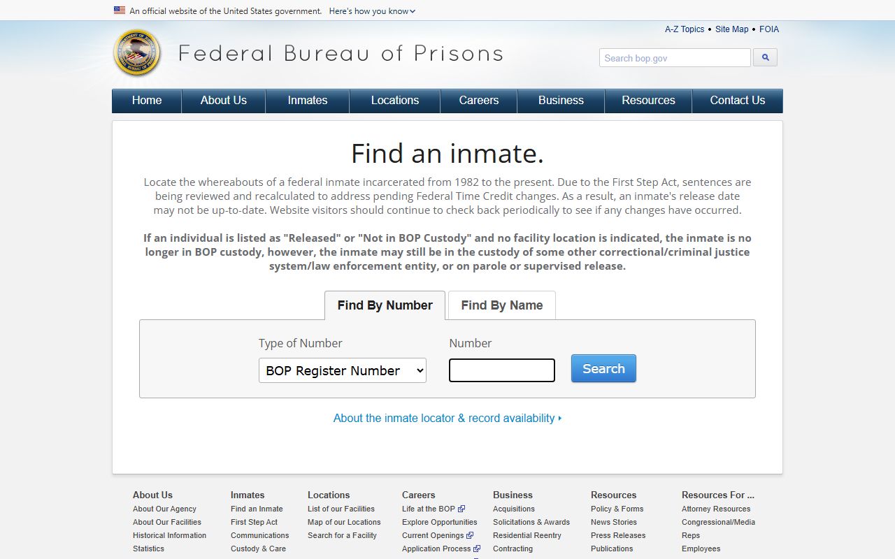 Fremont County inmate records federal BOP locator
